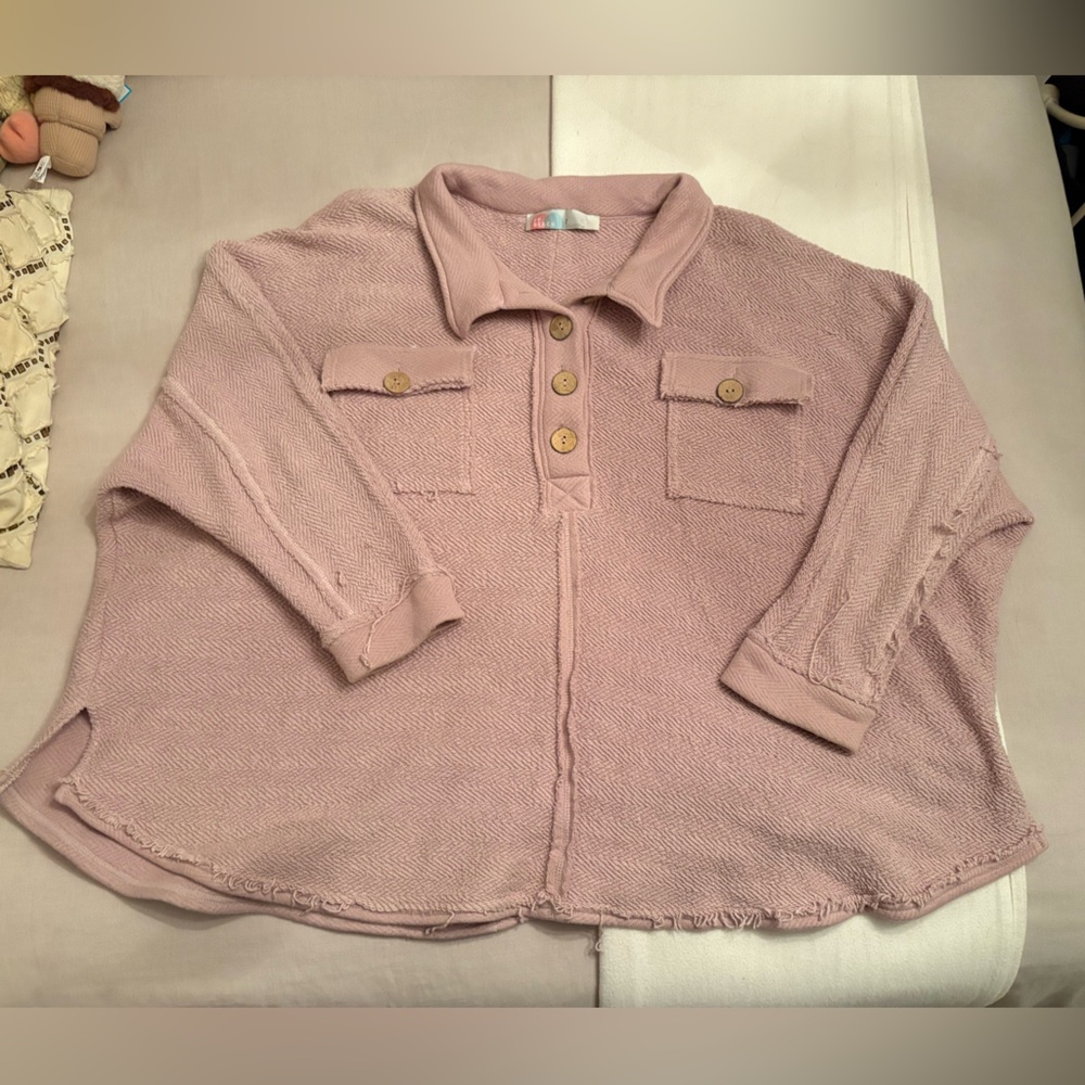 oversized collared fp beach top